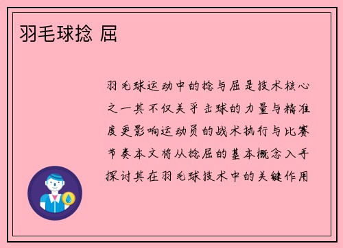 羽毛球捻 屈